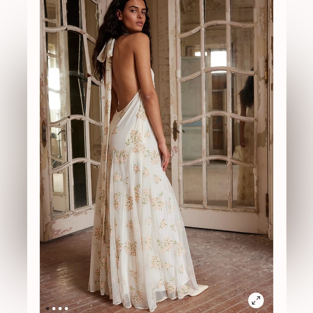 Free People Cream Floral Maxi Dress